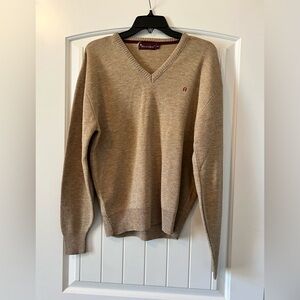 VTG Etienne Aigner Women’s Large V-Neck Wool Blend Pullover Sweater Beige USA